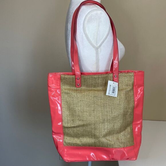 New! Coral Straw| Tote Bag| Inside Pocket| Lightweight - Picture 5 of 12
